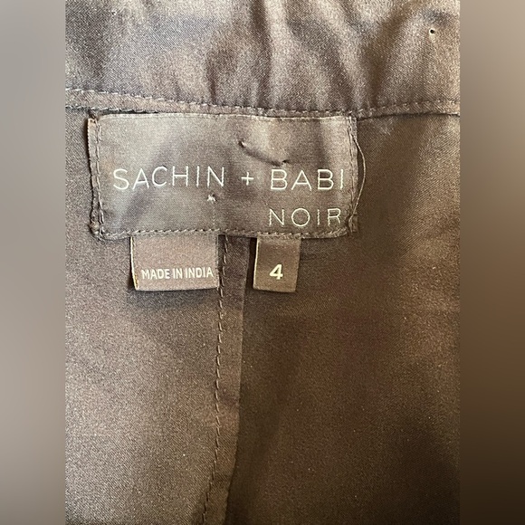 Sachin & Babi Noir Black Silk Embroidered Floral Midi Skirt Women Size 4 A-line - Picture 8 of 10